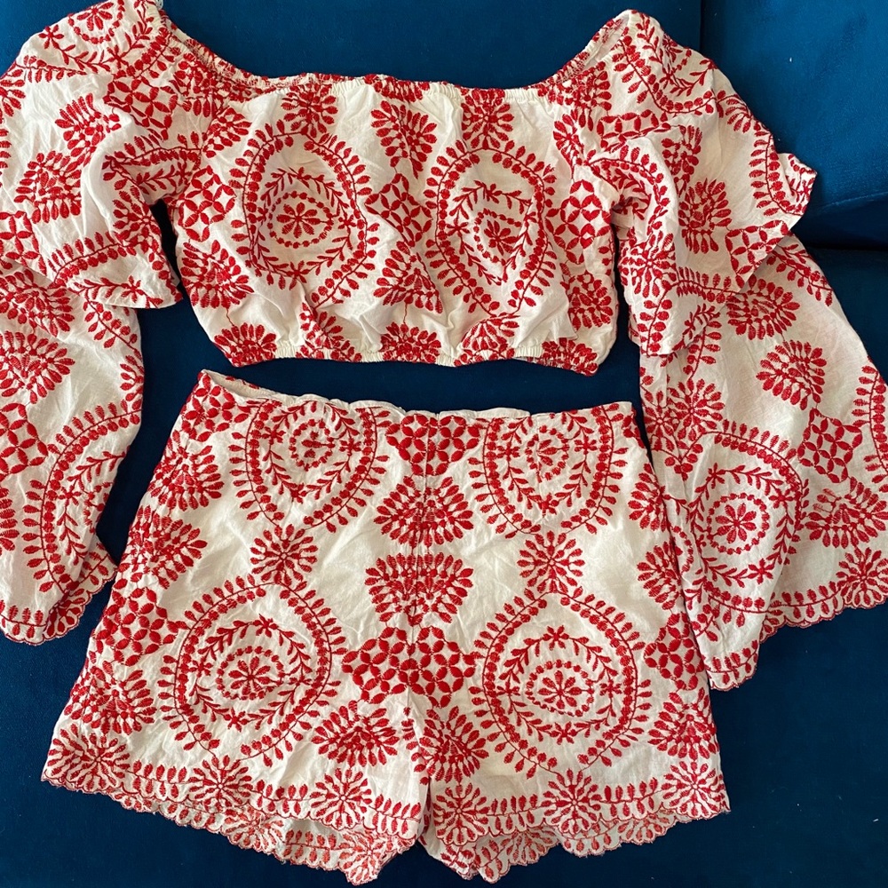 Embroidered Shorts Set